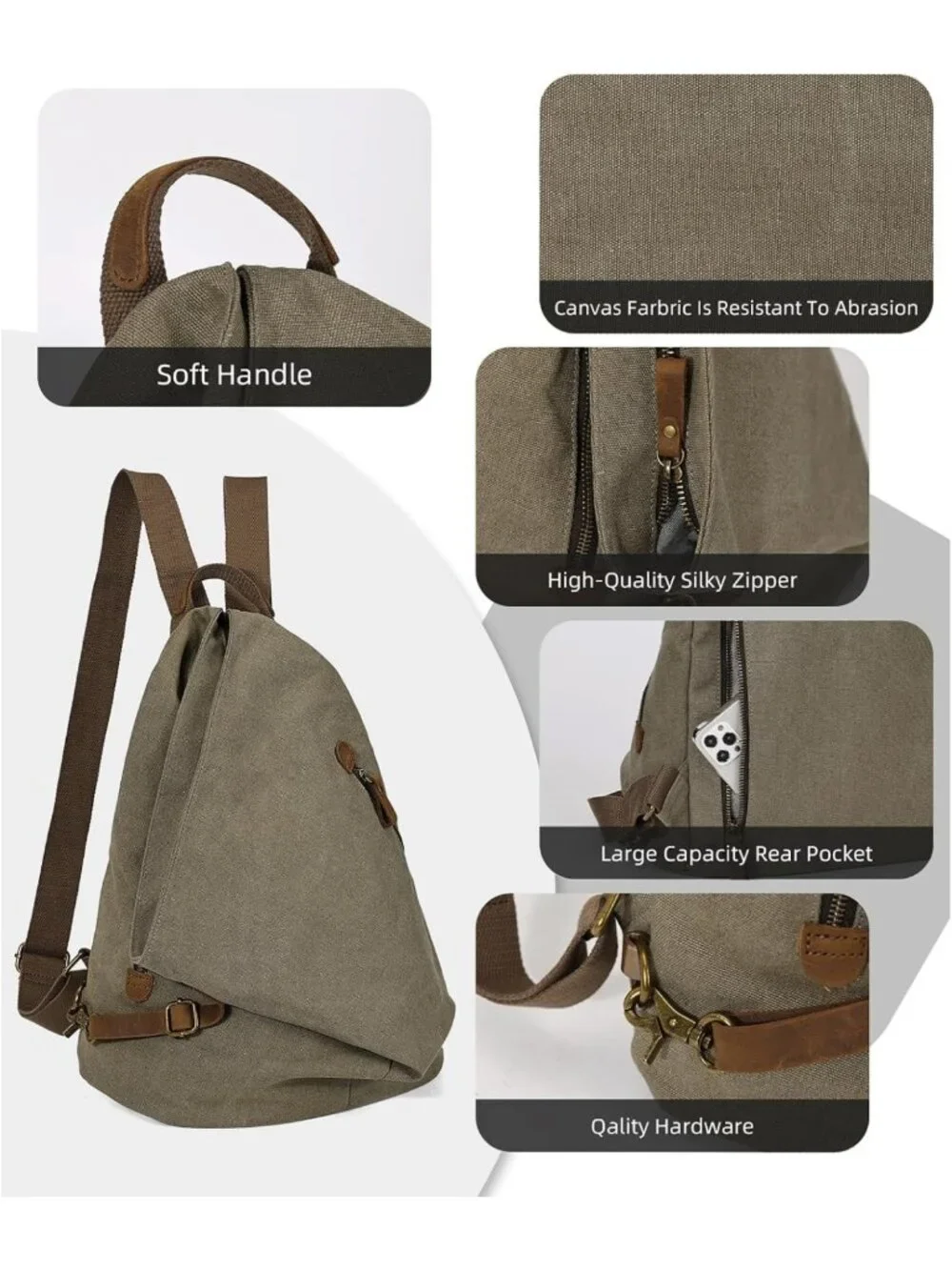 Vintage Canvas Backpack - Large Casual Daypack for Outdoor Travel & Hiking